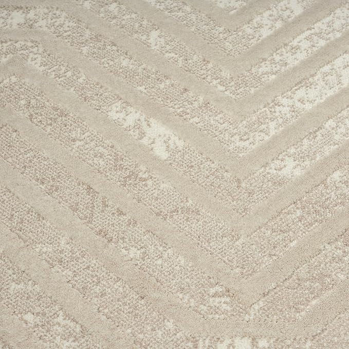 Abani Terra Cream 6' x 9' Area Rug for Living Room, Bedroom - Geometric Lines Pattern - Durable & Easy to Clean