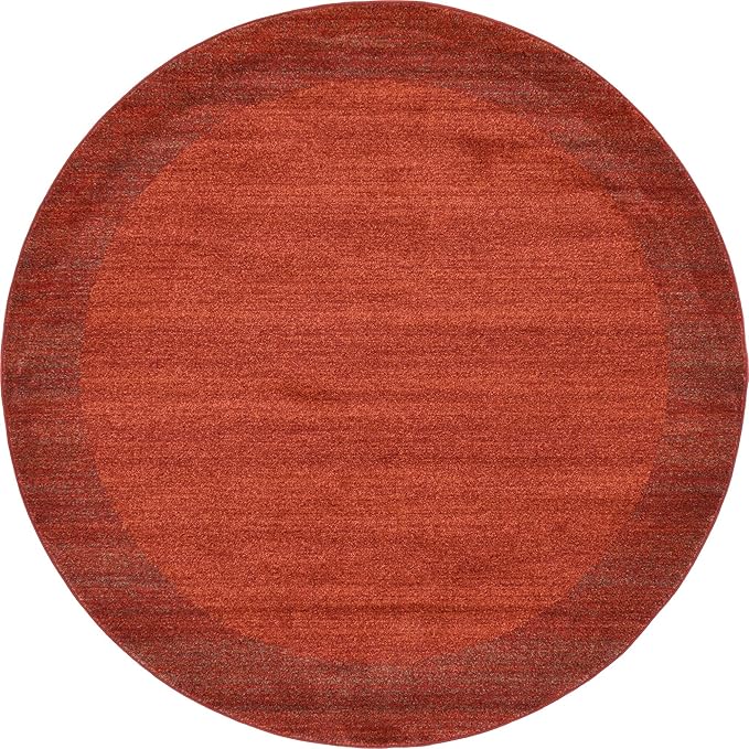 Rugs.com Angelica Collection Rug – 8 Ft Round Terracotta Medium Rug Perfect for Kitchens, Dining Rooms