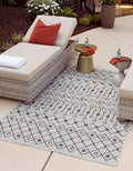 Unique Loom Outdoor Trellis Collection Area Rug - Tribal Trellis (10' x 13' 1" Rectangle, Gray/ Black)