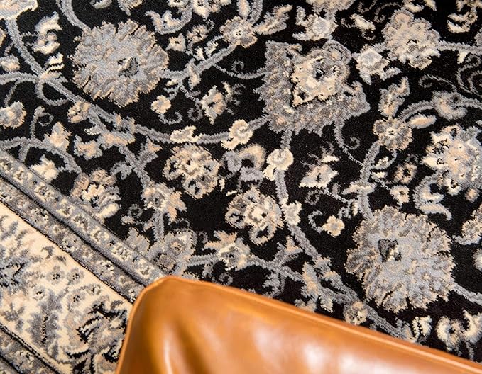 Unique Loom Sialk Hill Collection Area Rug - Washington (9' x 12' Rectangle Black/Gray)