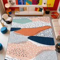 Bohemian Area Rugs - Polka Dot Color Block Rug 4x5, Abstract Multicolor High Traffic Shed Resistant Carpets Room Decor #C043