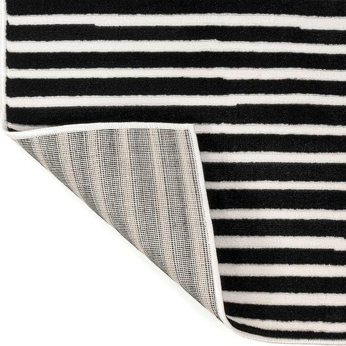 JONATHAN Y Hallie High-Low Curve Black/White 3x5 Indoor Area Rug, Minimalist Geometric, Modern, Non-Shedding, Stain Resistant for Bedroom, Living Room, Kitchen (SCN100F-3)