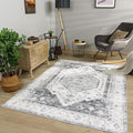 Paco Home Oriental Area Rug with Faded Vintage Look in Grey, Size: 4' x 5'3"
