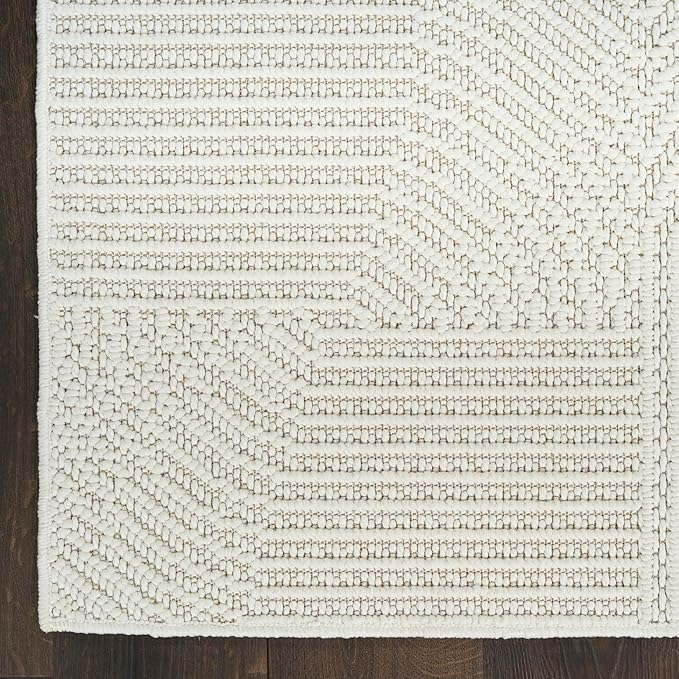 Nourison Home Textured Home Ivory 5'3" x 7' Area Rug - Easy Clean, Non Shedding, Bed Room, Living Room, Dining Room, Kitchen (5' x 7')