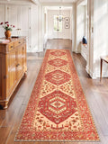 SERISSA Runner Rug for Hallways, 2'6"x12' Washable Non Slip Kitchen Runner Rug, Extra Long Boho Rug Ultra Soft Vintage Red Beige Print Floor Carpet for Bedroom Hallway Entryway Bathroom Laundry Room