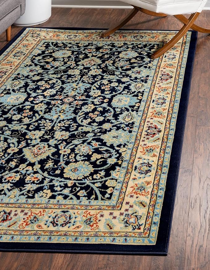 Rugs.com Yasmin Collection Rug – 9' x 12' Navy Blue Medium Rug Perfect for Living Rooms, Large Dining Rooms, Open Floorplans