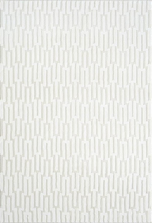 Abani Cream Area Rug for Living Room, Bedroom -Geometric Pattern - 5 x 8 -Durable & Easy to Clean