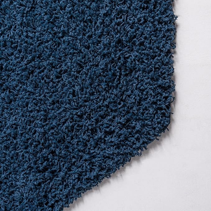 Unique Loom Solid Shag Collection Area Rug (6' 1" Octagon, Sapphire Blue/ Navy Blue)