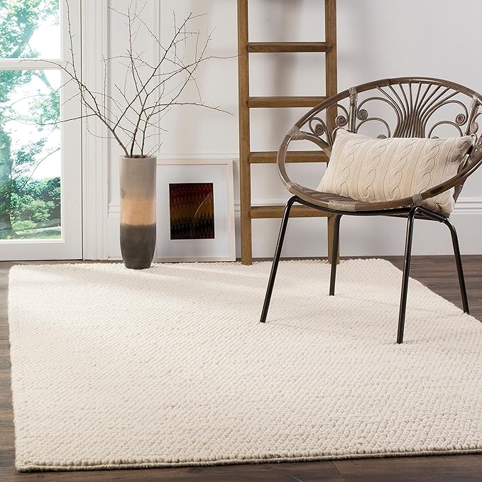 SAFAVIEH Area Rug 3x5 - Natura Collection - Ivory, Handmade Wool Blend, Textured Design, Ideal for Living Room, Bedroom, Dining Space (NAT620A)