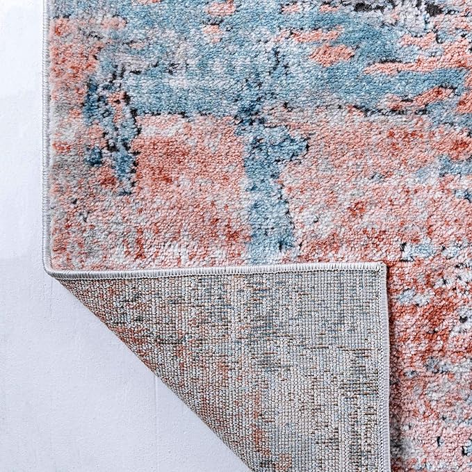 Rugs.com Leipzig Collection Area Rug – 4' x 6' Blue Low-Pile Rug Perfect for Entryways, Kitchens, Breakfast Nooks, Accent Pieces…
