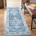 Bloom Rugs Caria Washable Non-Slip 12 ft Runner - Navy Blue Traditional Runner for Entryway, Hallway, Bathroom, and Kitchen - Exact Size: 2'6" x 12'