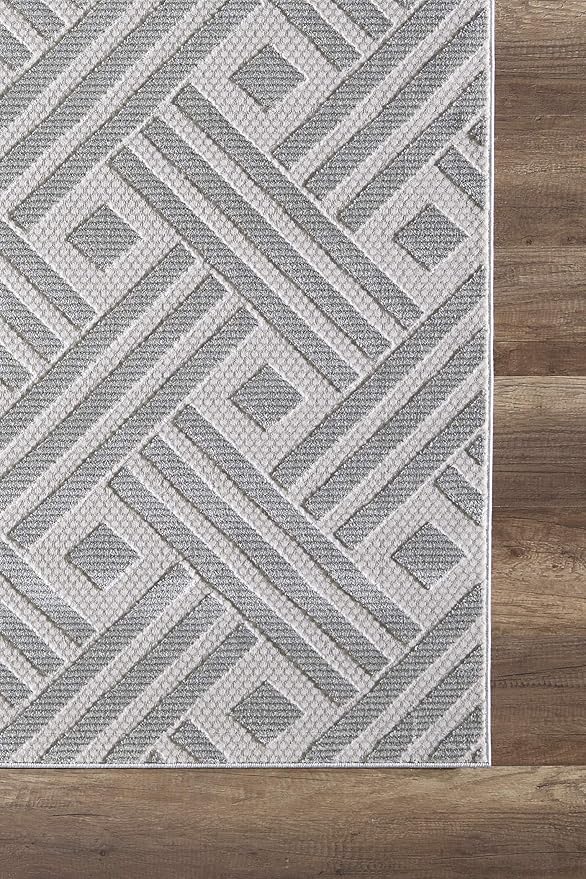 Abani Modern Grey Geometric Striped Chevron 7'9" X 10'2" Area Rug Rugs Nova Collection - Eclectic Pattern Accent Rug