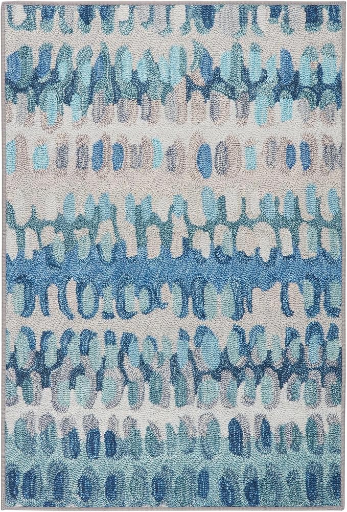Dash and Albert Paint Chip Machine Washable Area Rug - 5' x 8' Blue - Geometric Accent Rug - Anti-Slip Backing, Lightweight, Machine Washable, High Traffic Areas Kitchen, Mudroom, Laundry Room