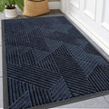 Kitinjoy Front Door Mat Outside Entrance, Sturdy Natural Dirt Trapper, Heavy Duty Rubber Doormat, Low Profile Non-Slip Backing, Easy Clean Floor Mat for Indoor Outdoor Entry, 47X23 Inch, Navy Blue