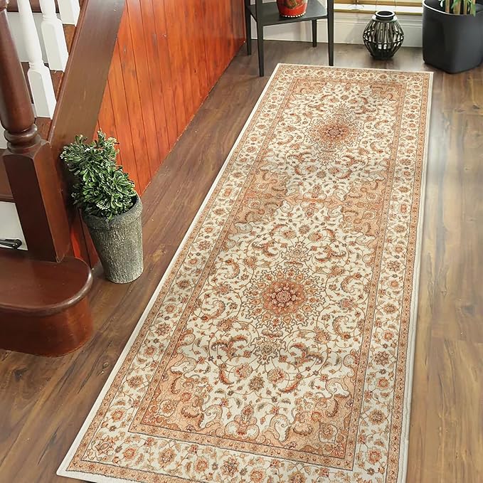 COMSLE Boho Runner Rug, 2' x 5' Washable Rugs for Hallway Faux Wool Small Kitchen Area Rug Distressed Throw Rug Non-Slip Laundry Room Rug Carpet Runner for Entryway Indoor Bedroom