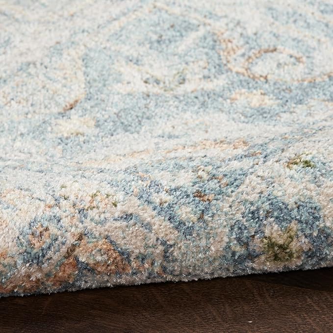 Nourison Home Astra Machine Washable Light Blue 2'2" x 10' Area Rug - Easy Clean, Non Shedding, Bed Room, Living Room, Dining Room, Kitchen (10' Runner)