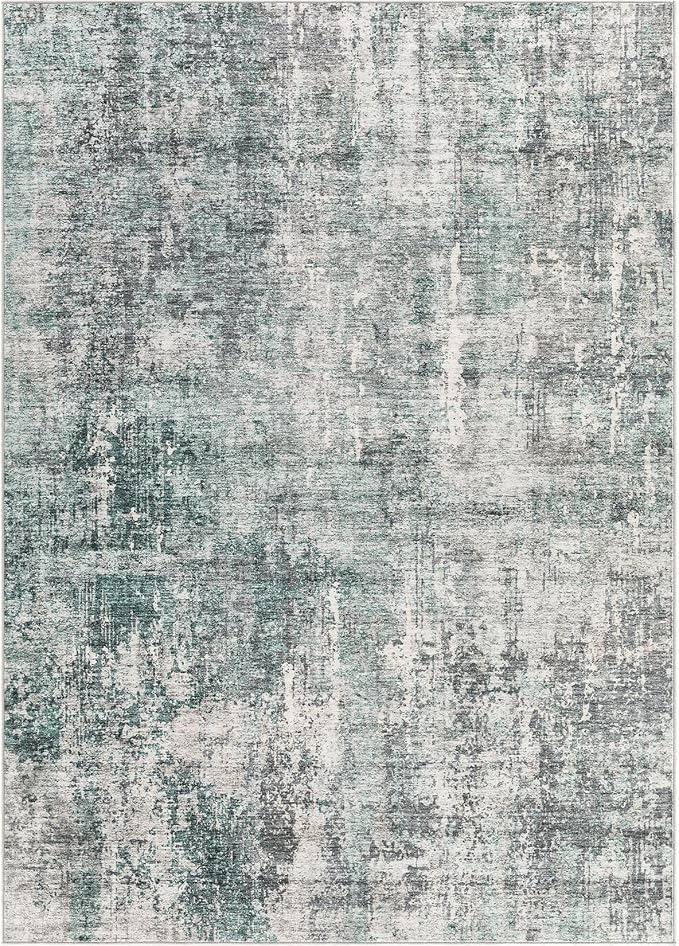 10x14 Area Rug Living Room Rugs - Washable Neutral Modern Abstract Soft Thin Large Rug Indoor Floor No Slip Rug Carpet for Bedroom Under Dining Table Home Office Decor - Green/Grey