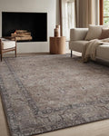 Kuden 8x10 Large Area Rug, Machine Washable Area Rug with Non-Slip Backing, Vintage Style, Soft, Easy Clean, Low Pile Rug for Living Room, Bedroom, Dining Room