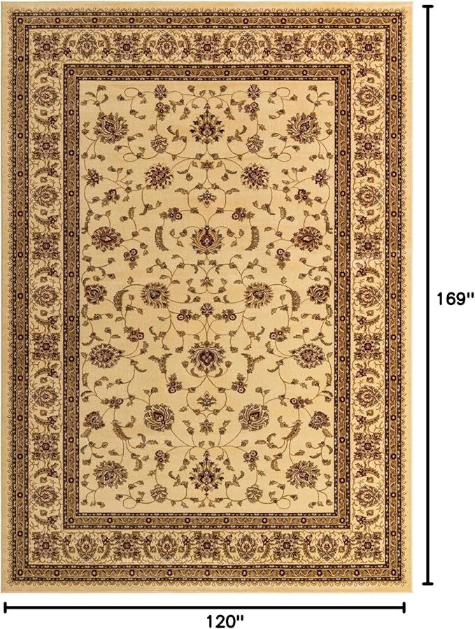 Unique Loom Voyage Collection Traditional Oriental Classic Area Rug (10' 0 x 14' 0 Rectangular, Ivory/Gold)