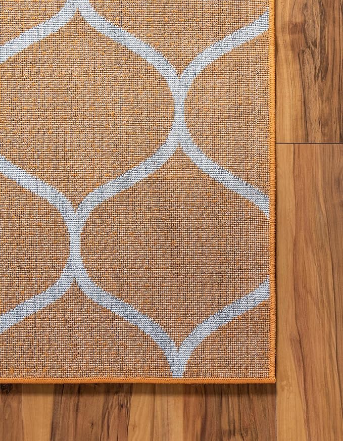 Rugs.com Lattice Frieze Collection Rug – 2' x 13' Runner Orange Medium Rug Perfect for Living Rooms, Large Dining Rooms, Open Floorplans