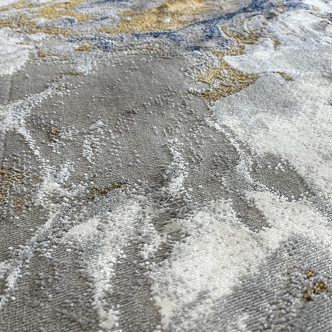LUXE WEAVERS Marble Swirl Abstract Area Rug, Blue 4x5