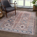 Bloom Rugs Washable 3' x 5' Rug - Brown/Blue/Orange Traditional Area Rug for Living Room, Bedroom, Dining Room, and Kitchen - Exact Size: 3' x 5'