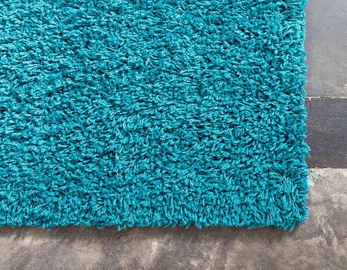 Unique Loom Solid Shag Collection Area Rug (3' 3" x 5' 3" Rectangle, Deep Aqua Blue)