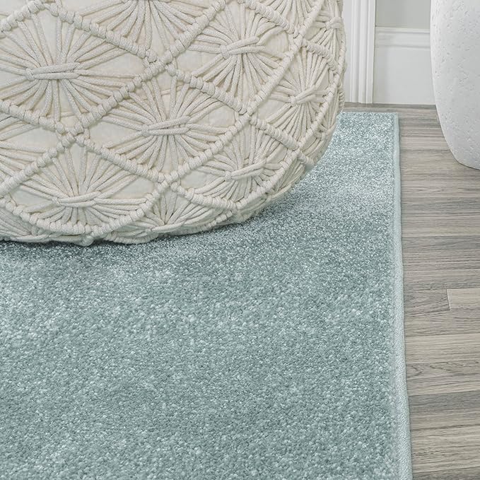 JONATHAN Y Haze Solid Low-Pile Aqua Blue 6x9 Oval Indoor Area Rug, Coastal,Bohemian,Minimalist,Classic, Easy-Cleaning for Living Room,Bedroom,Kitchen,Pet Friendly,Non-Shedding (SEU100S-6OV)