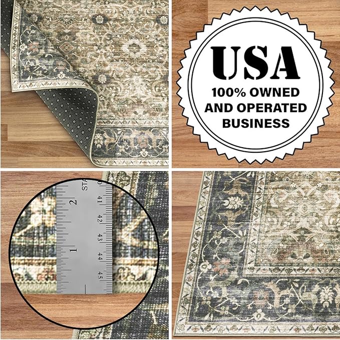 ReaLife Rugs Machine Washable Area Rug - Living Room Bedroom Bathroom Kitchen Entryway Office - Padded Low Pile Stain Resistant Premium - Boho Farmhouse Vintage - Dua - Brown Gray Beige 2'6" x 8'