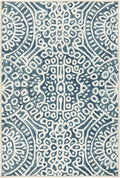 Dash and Albert Temple Ink Machine Washable Area Rug - Runner - 2.5' x 8' Blue - Geometric Accent Rug - Anti-Slip Backing, Lightweight, Machine Washable, High Traffic Areas Kitchen, Mudroom, Entryway