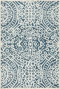 Dash and Albert Temple Ink Machine Washable Area Rug - 5' x 8' Blue - Geometric Accent Rug - Anti-Slip Backing, Lightweight, Machine Washable, High Traffic Areas Kitchen, Mudroom, Laundry Room