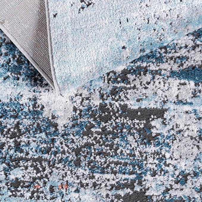 Rugs.com Leipzig Collection Area Rug – 7X10 Blue Low-Pile Rug Perfect for Bedrooms, Dining Rooms, Living Rooms
