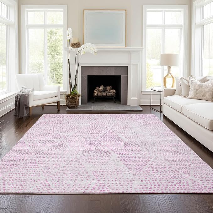 Addison Rugs Chantille ACN591 Pink 8' x 10' Indoor Outdoor Area Rug, Easy Clean, Machine Washable, Non Shedding, Bedroom, Living Room, Dining Room, Kitchen, Patio Rug