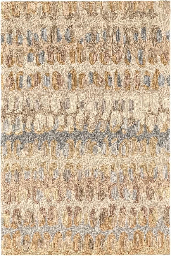 Dash and Albert Paint Chip Wool Area Rug - 4' x 6' Neutral Graphic Hand Micro Hooked Accent Rug - Durable, High Traffic Areas Hallway, Living Room, Stairs