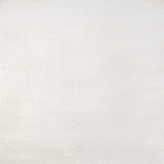Eyely UES100T-9SQ Supersoft Haze Solid Low-Pile Indoor Area Rug, Coastal, Bohemian, Minimalist, Classic, Casual for Bedroom,Kitchen,Living Room,Non Shedding,Easy-Washing, Cream, 9' Square