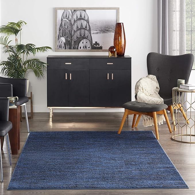 Nourison Home Nourison Essentials Midnight Blue 4' x 6' Area Rug - Easy Clean, Non Shedding, Bed Room, Living Room, Dining Room, Kitchen (4' x 6')