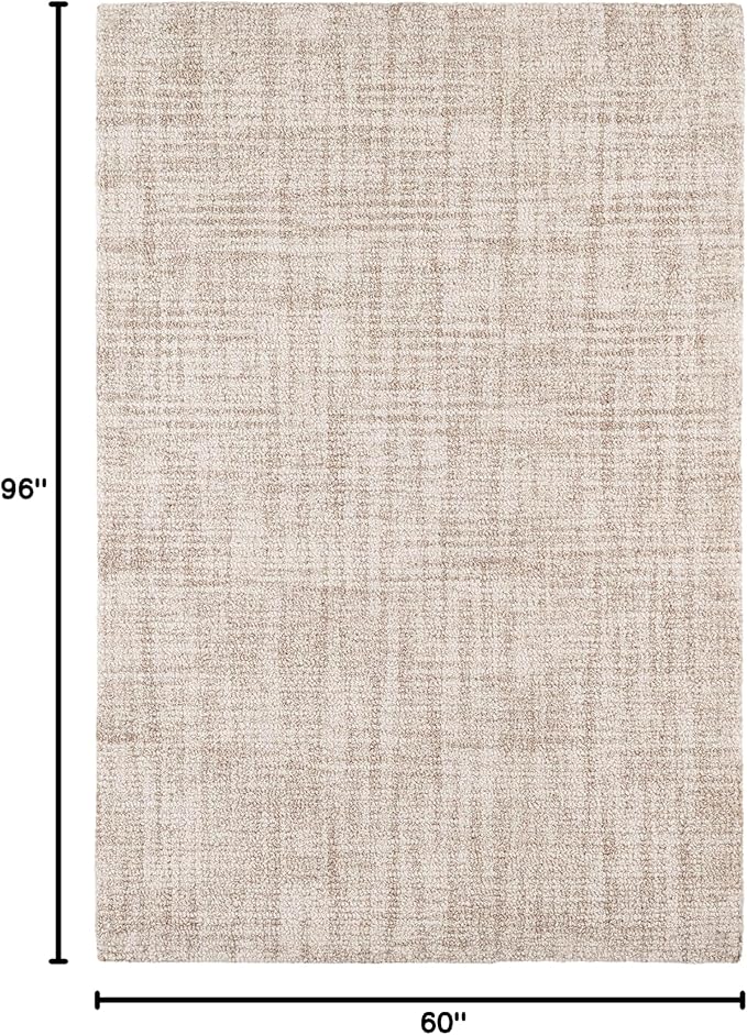 Dash and Albert Crosshatch Wool Area Rug - 5' x 8' Ivory Solid Hand Micro Hooked Accent Rug - Durable, High Traffic Areas Bedroom, Hallway, Stairs - Premium Luxury Hotel Quality Soft Breathable
