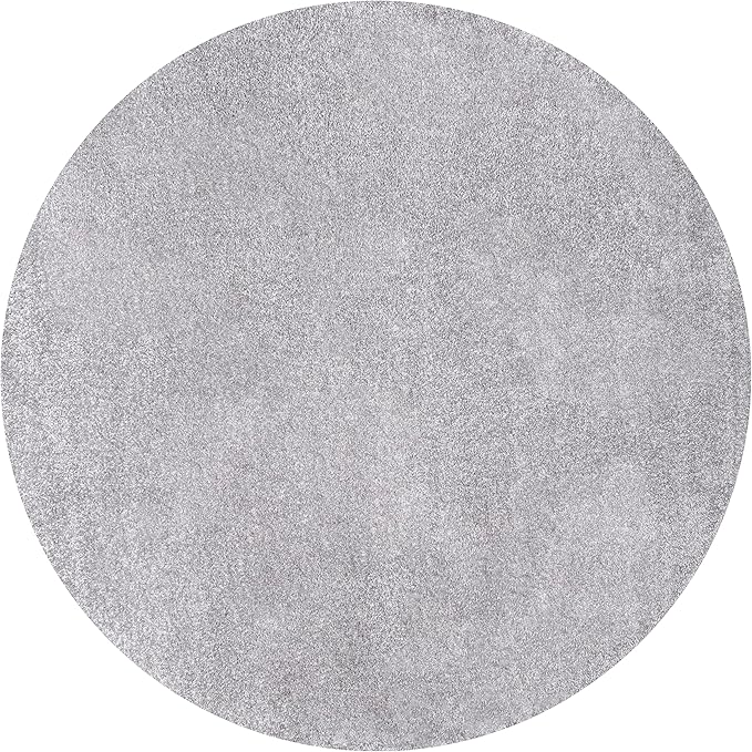 Eyely UES100A-6R Supersoft Haze Solid Low-Pile Indoor Area Rug, Coastal, Bohemian, Minimalist, Classic, Casual for Bedroom,Kitchen,Living Room,Non Shedding,Easy-Washing, Gray, 6' Round