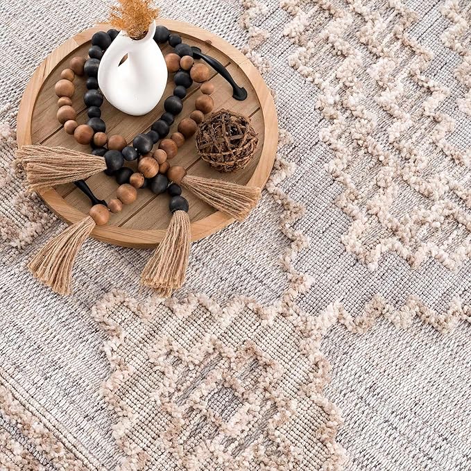 Hauteloom Ampusungan Hallway, Kitchen Runner Rug - Geometric - Charcoal, Cream, Beige - 2'7" x 10'