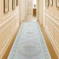 Fame Living Washable Area Rug. Modern Farmhouse. Vintage. Turkish. Bohemian. Distressed. Oriental. Traditional. Rugs for Living Room. Dining. Bedroom. Office. Entryway. Foyer. (856GrnCrm, 2'5" x 6'5")