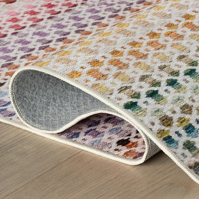 Dash & Albert Poppy Multi Machine Washable Rug, 6 X 9 Feet, Multicolored Geometric Pattern