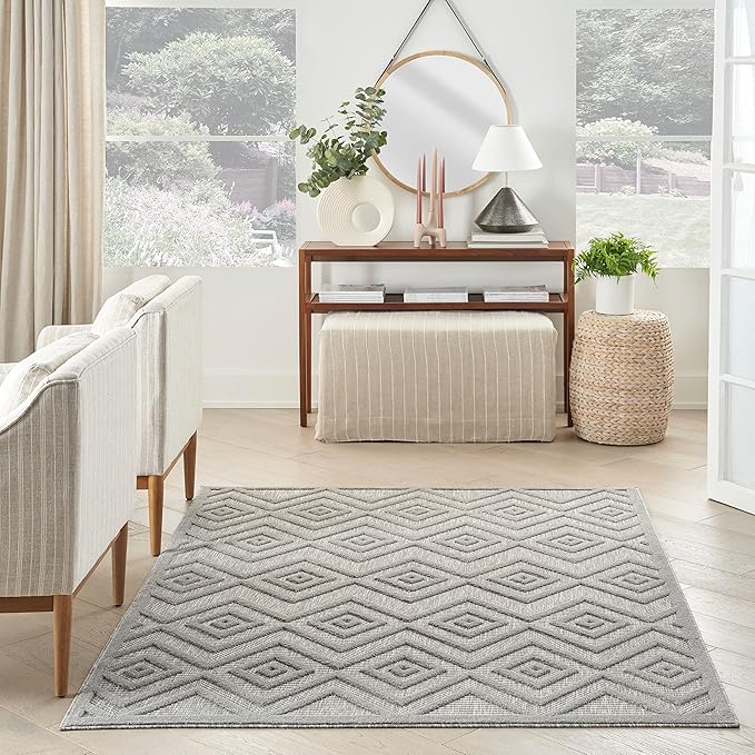 Nourison Home Versatile Silver Grey 5' x 7' Area Rug - Easy Clean, Non Shedding, Bed Room, Living Room, Dining Room, Kitchen (5' x 7')