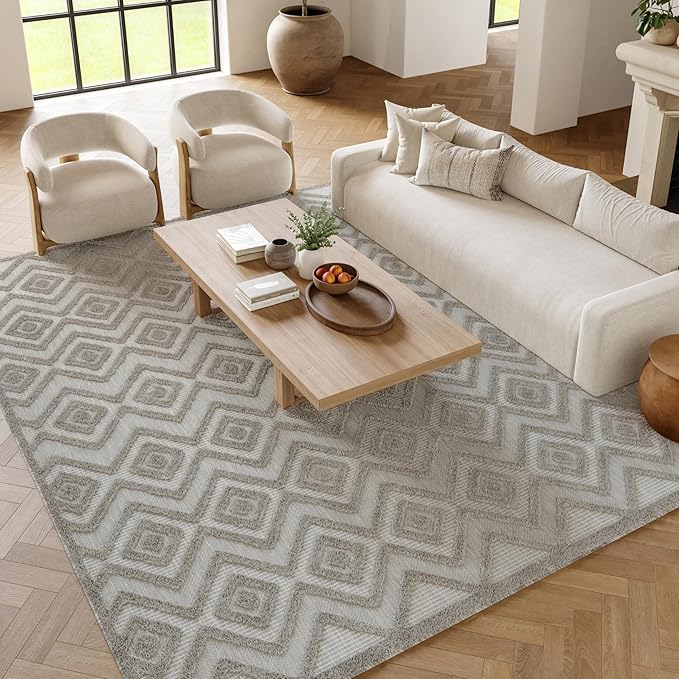 Nourison Home Versatile Silver Grey 9' x 12' Area Rug - Easy Clean, Non Shedding, Bed Room, Living Room, Dining Room, Kitchen (9' x 12')