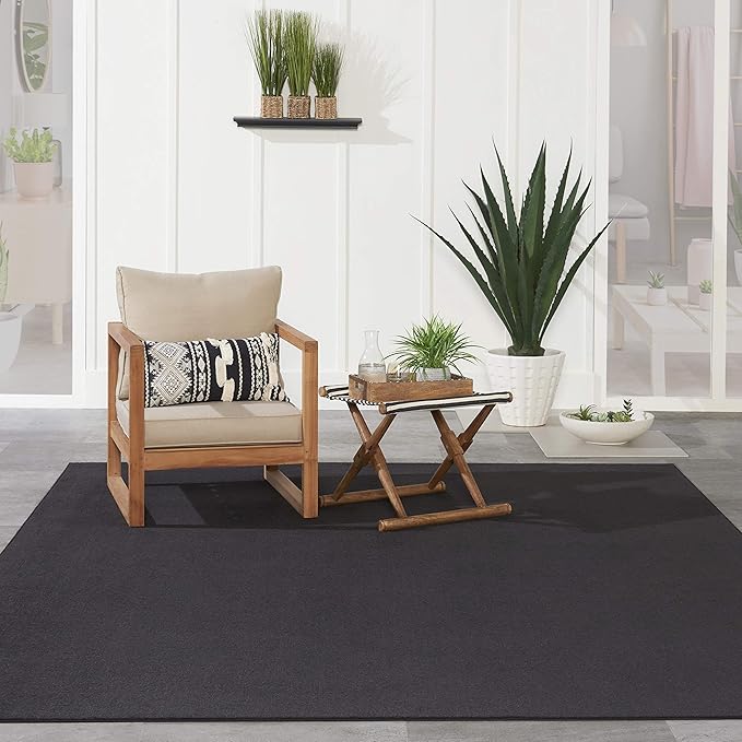 Nourison Home Nourison Essentials Black 8' x 11' Area Rug - Easy Clean, Non Shedding, Bed Room, Living Room, Dining Room, Kitchen (8' x 11')