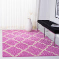 SAFAVIEH Dallas Shag Collection Area Rug - 5'1" x 7'6", Pink & Ivory, Trellis Design, Non-Shedding & Easy Care, 1.5-inch Thick Ideal for High Traffic Areas in Living Room, Bedroom (SGD257I)