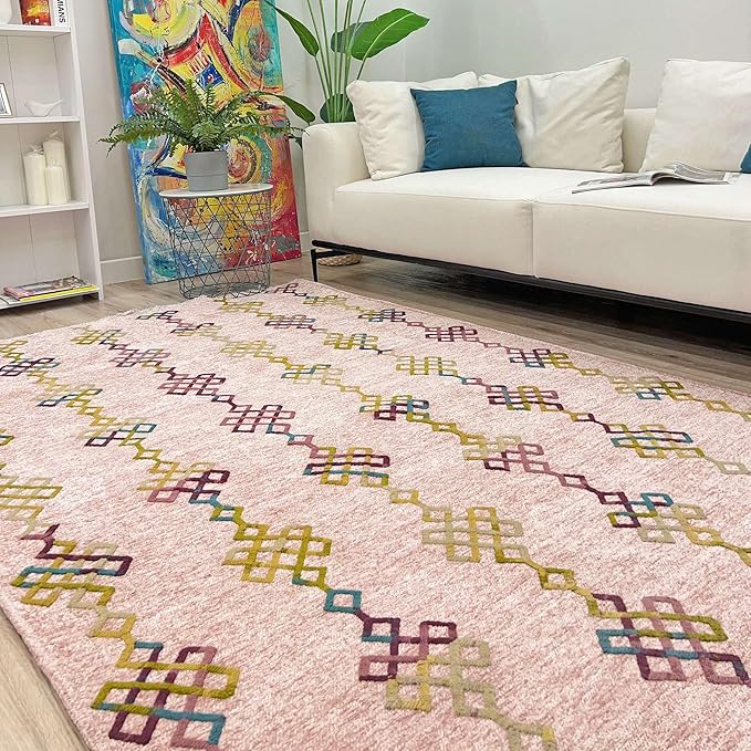 Alfa Rich 3x5 Light Pink Washable Area Rugs for Living Room Bedroom Kitchen Girls Decor Runner