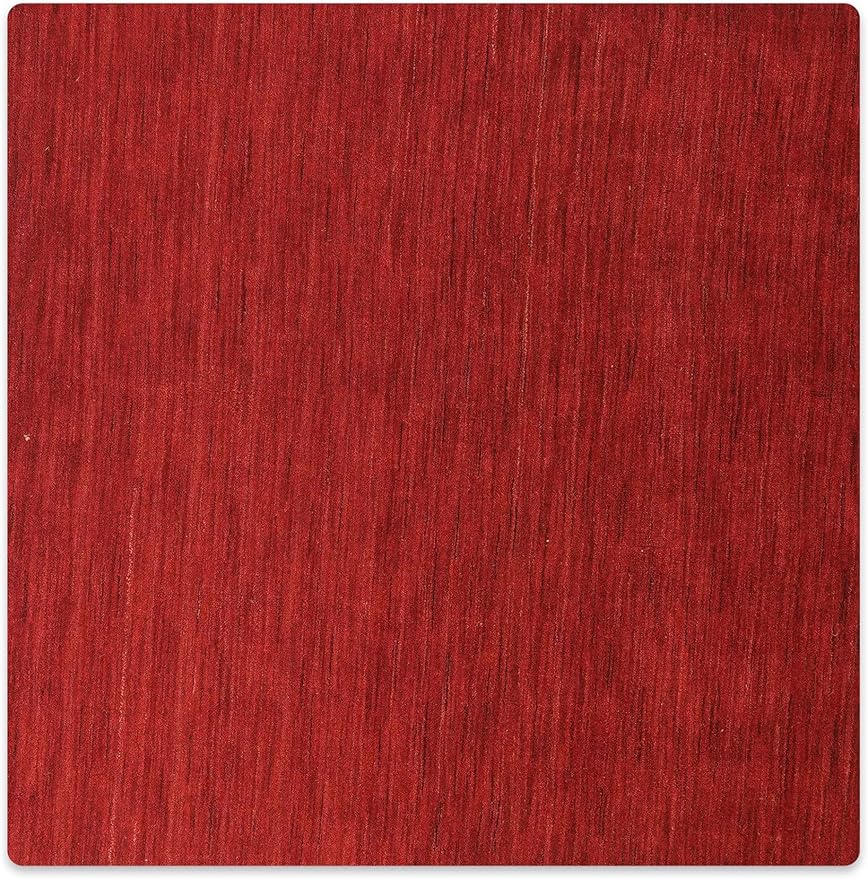 Hand Knotted Loom Wool ECO-Friendly Area Rugs - 6'x6', Square, Red Color, Solid Plain Design, High Pile Thick Handmade Anti Skid Area Rugs for Living Room, Bed Room (L00111)