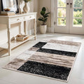 Superior Indoor Area Rug, Jute Backing, Plush Modern Rugs for Entryway, Kitchen Floors, Office Floor Cover, Color Block Rugs, Rockwood Collection, 3' x 5', Ivory/Beige