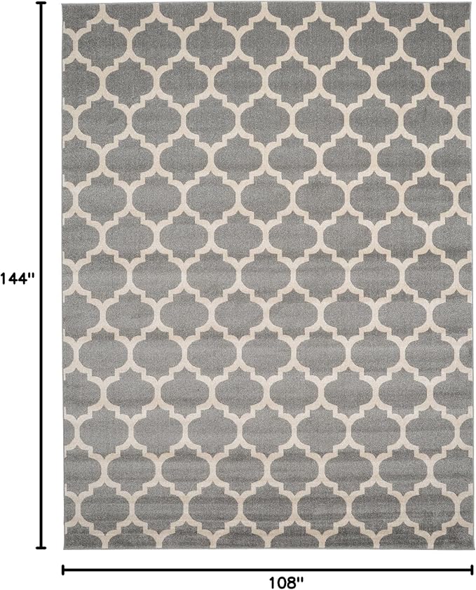 Rugs.com Lattice Collection Rug – 9' x 12' Dark Gray Medium Rug Perfect for Living Rooms, Large Dining Rooms, Open Floorplans