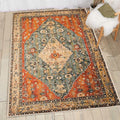 COMSLE Boho Area Rug, 3' x 5' Machine Washable Rugs for Entryway Faux Wool Large Rugs Distressed Throw Rug Non-Slip Floor Carpet for Indoor Bedroom Kitchen Living Room